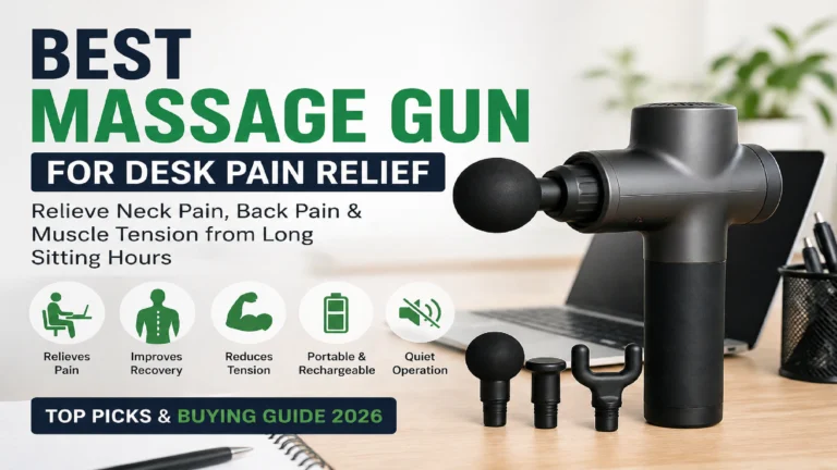 Best massage gun for desk pain relief reducing neck pain back pain and muscle tension for office workers.