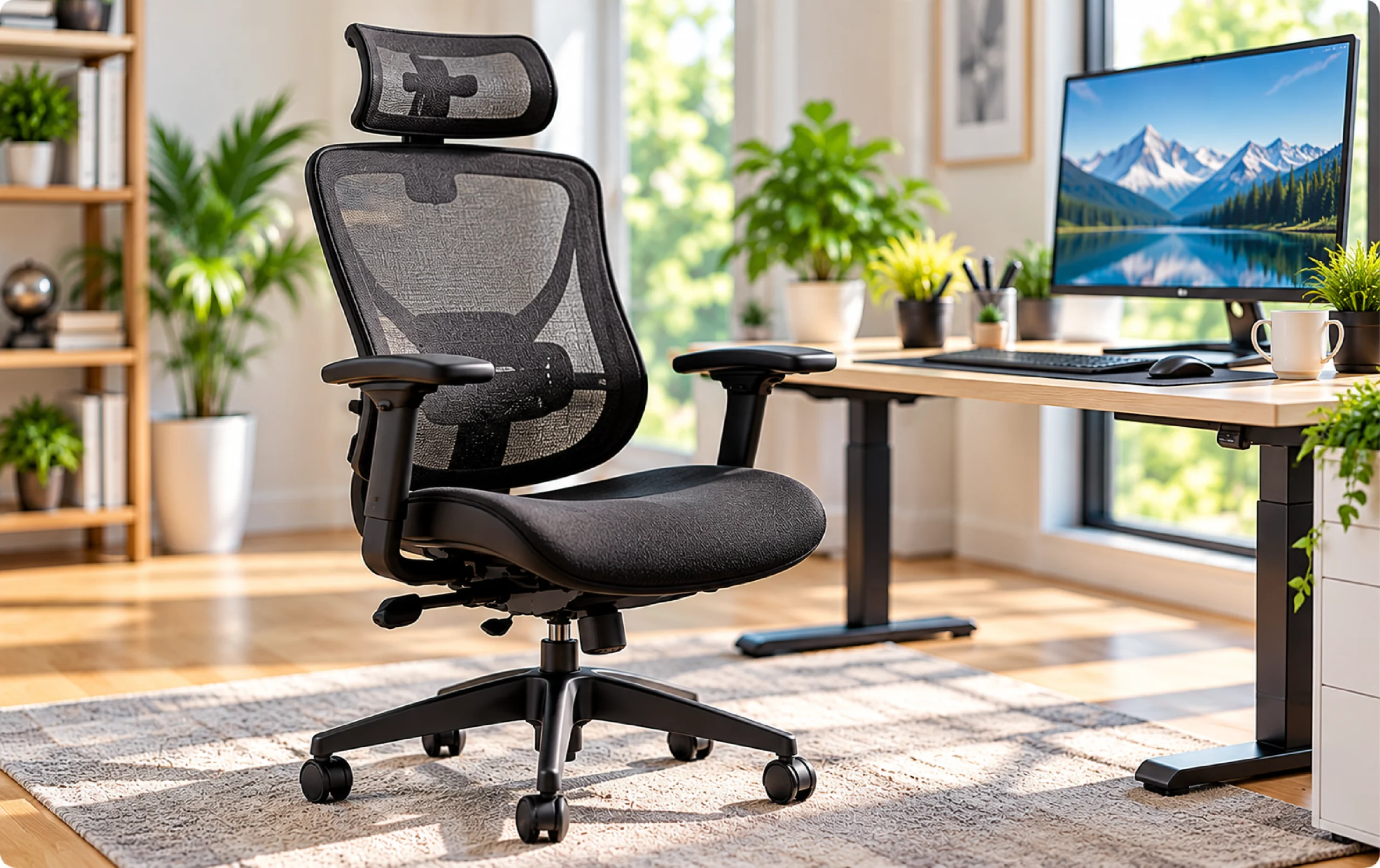 Modern ergonomic office chair in a comfortable workspace